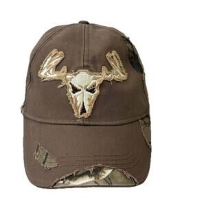 Buck Wear Cap Hat One-Size Adjustable "Hunter to the Bone" Distressed Brown EUC